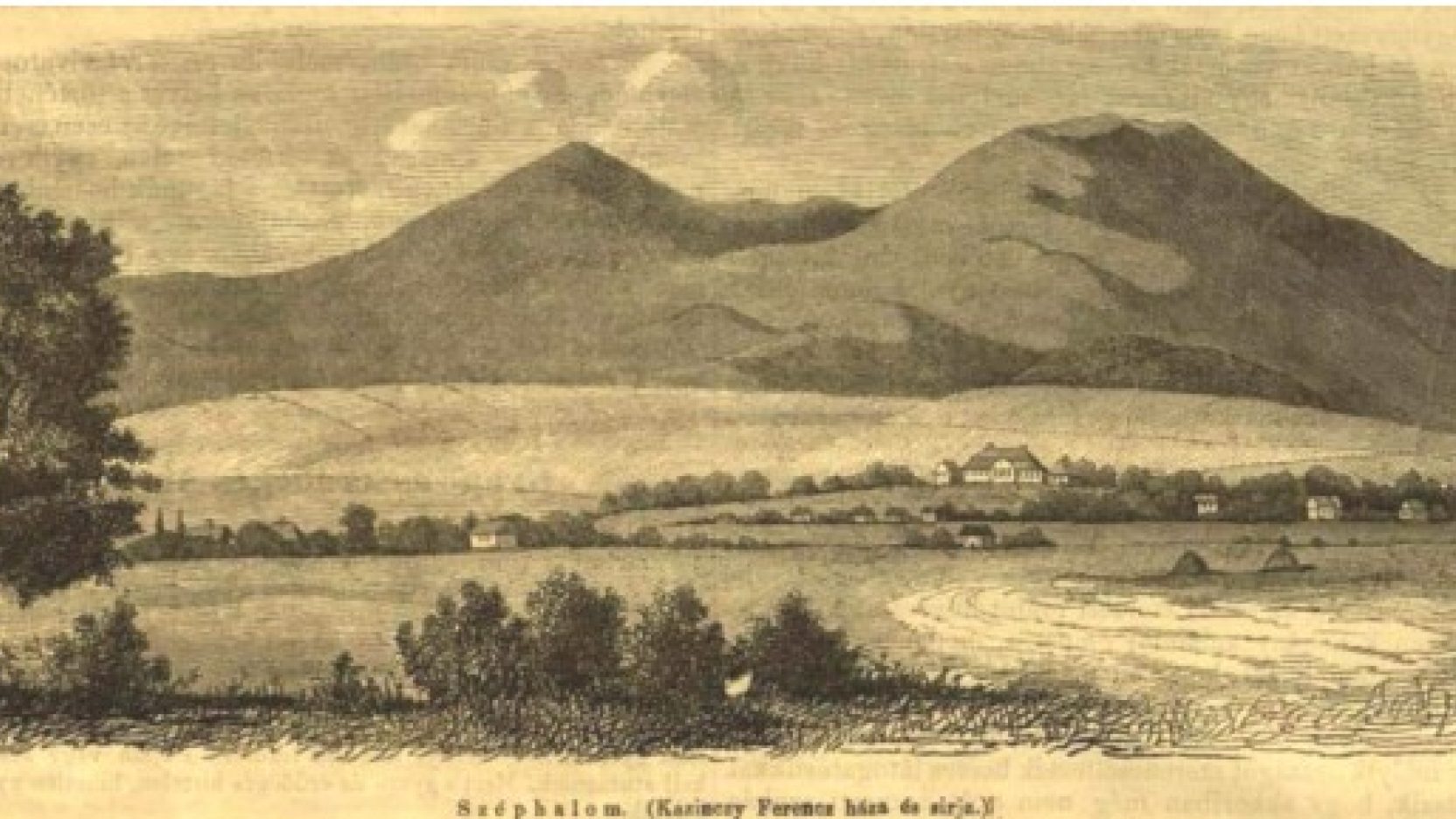 Matolay Viktor: Kazinczy kúriája a Sátor-hegyek tövében, Kistoronya felől, 1860.